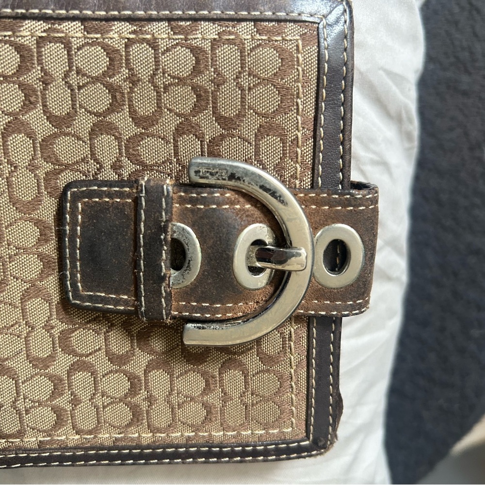 Vintage Coach SoHo Canvas Monogram Brown Wallet with Buckle - Picture 3 of 12